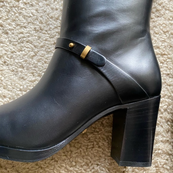 Gucci Black Marmont Leather Elite Calf Knee High Boots Sz 36.5 - Picture 7 of 16